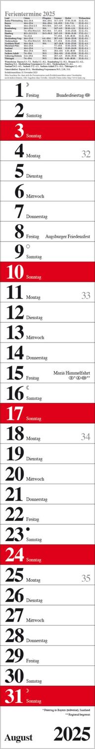 Bild: 9783731879534 | Streifenplaner Praktika Rot 2025 | Verlag Korsch | Kalender | 12 S.