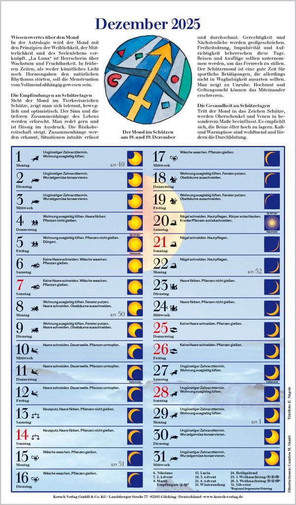 Bild: 9783731876243 | Mit dem Mond im Rhythmus 2025 | Verlag Korsch | Kalender | 13 S.