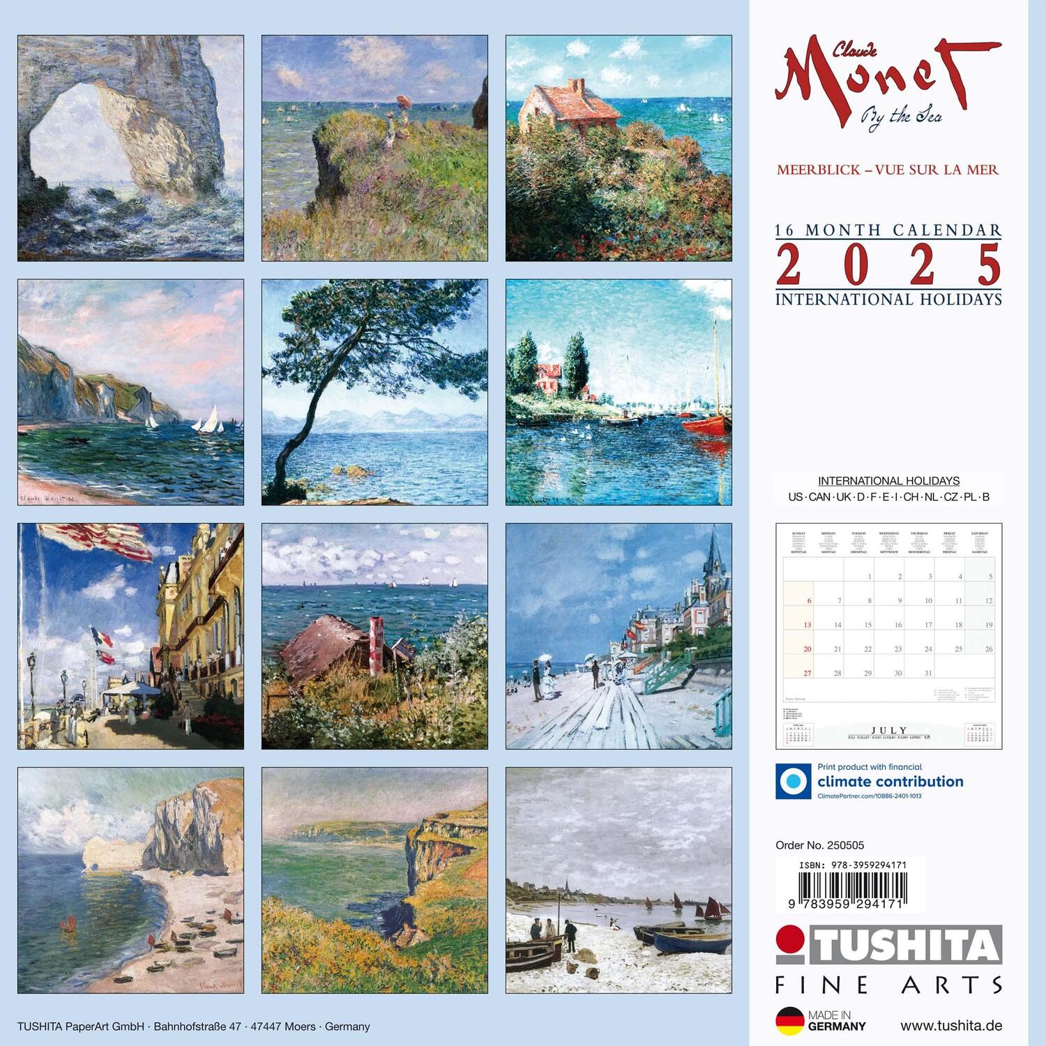 Rückseite: 9783959294171 | Claude Monet - By the Sea 2025 | Kalender 2025 | Kalender | 28 S.