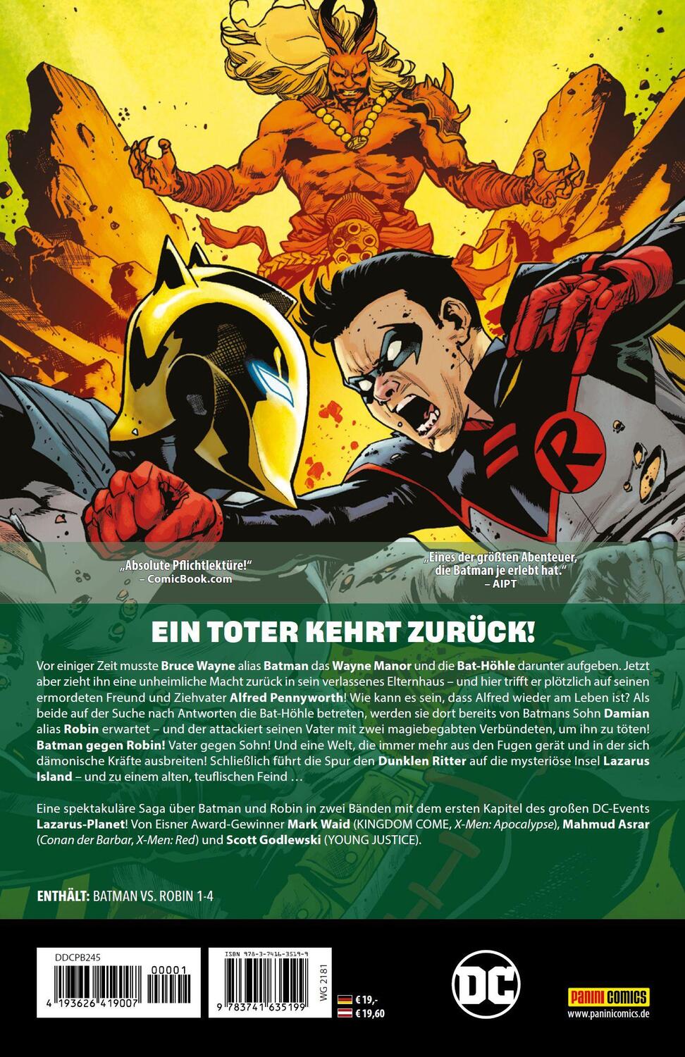 Rückseite: 9783741635199 | Batman vs. Robin Bd. 1 | Lazarus-Planet Kapitel 1 | Mark Waid (u. a.)