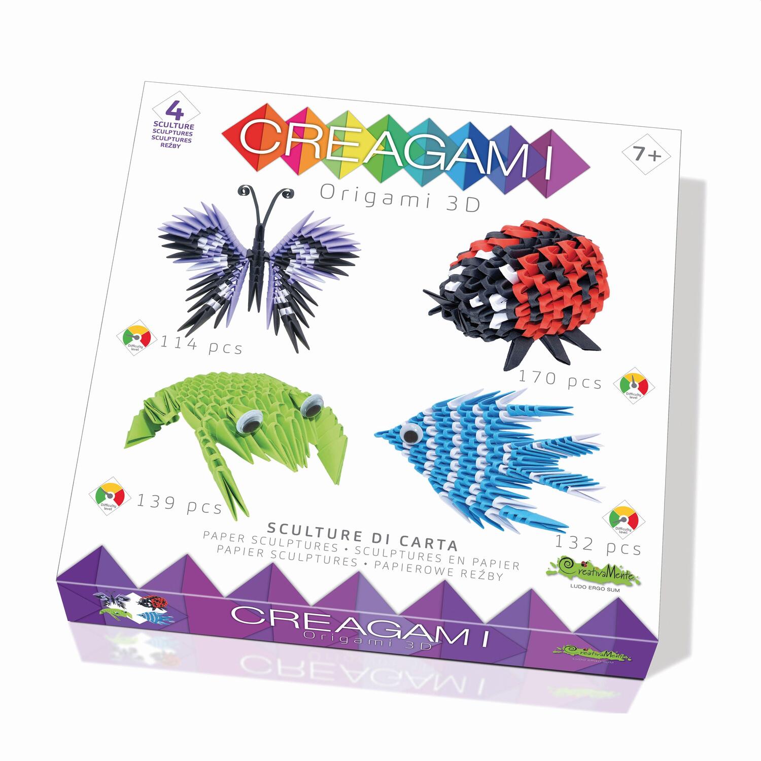 Cover: 8032591787314 | CREAGAMI - Origami 3D 4er Set Tiere 555 Teile | Creagami | Spiel