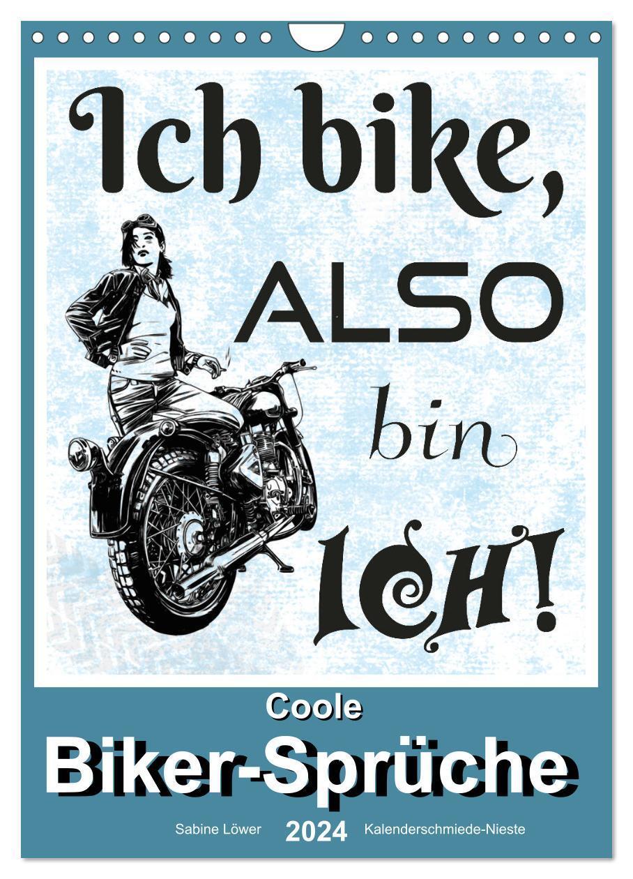 Cover: 9783675505971 | Coole Biker-Sprüche (Wandkalender 2024 DIN A4 hoch), CALVENDO...