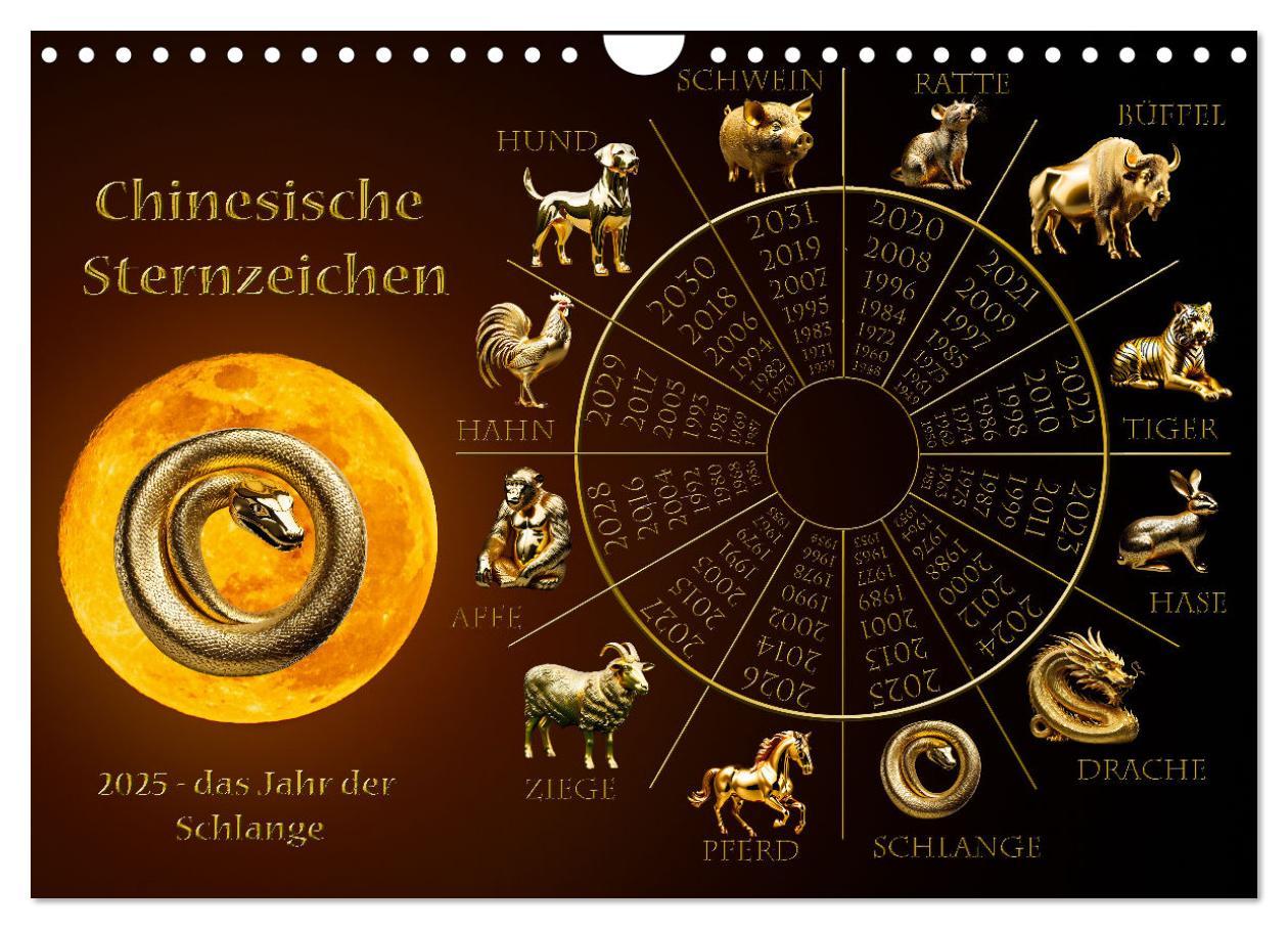 Cover: 9783457225141 | Chinesische Sternzeichen (Wandkalender 2025 DIN A4 quer), CALVENDO...