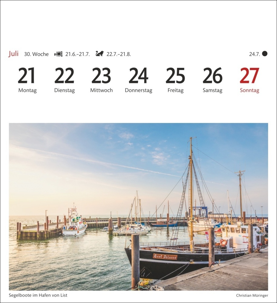 Bild: 9783840033469 | Sylt Sehnsuchtskalender 2025 - Wochenkalender mit 53 Postkarten | 2025