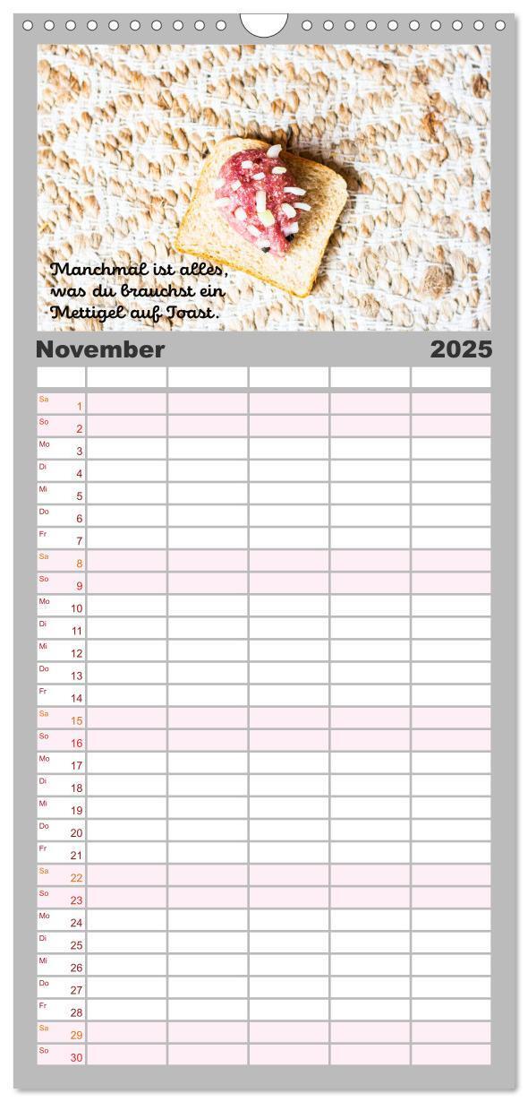 Bild: 9783457103241 | Familienplaner 2025 - Mettkalender - Mettigel Edition mit 5 Spalten...