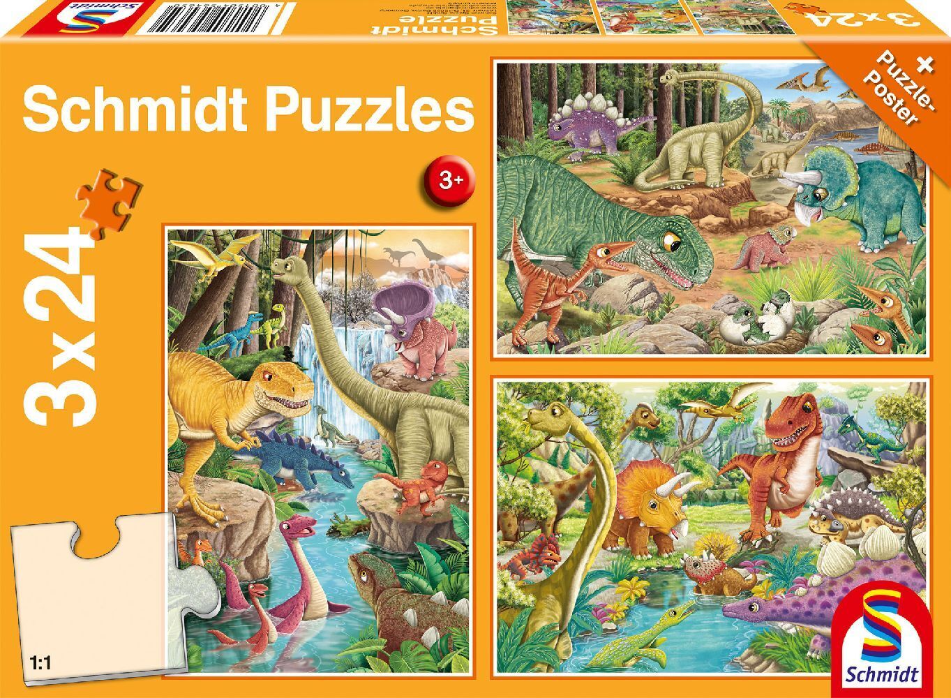 Cover: 4001504564650 | Spaß mit den Dinosauriern | Kinderpuzzle Standard 3x24 Teile | Spiel