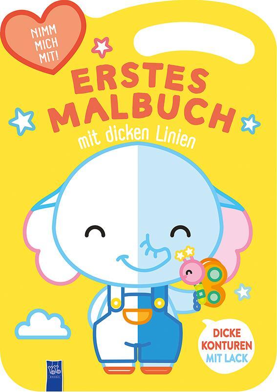 Cover: 9789464544749 | Erstes Malbuch mit dicken Linien - Cover gelb (Elefant) | Taschenbuch