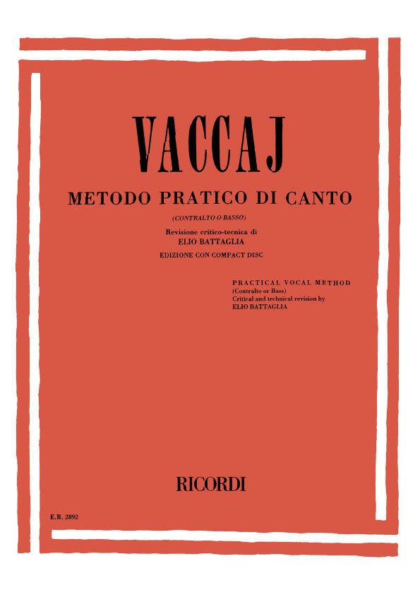 Cover: 9790041828923 | Metodo Pratico di Canto | Ed. E. Battaglia | Nicola Vaccai | 1990