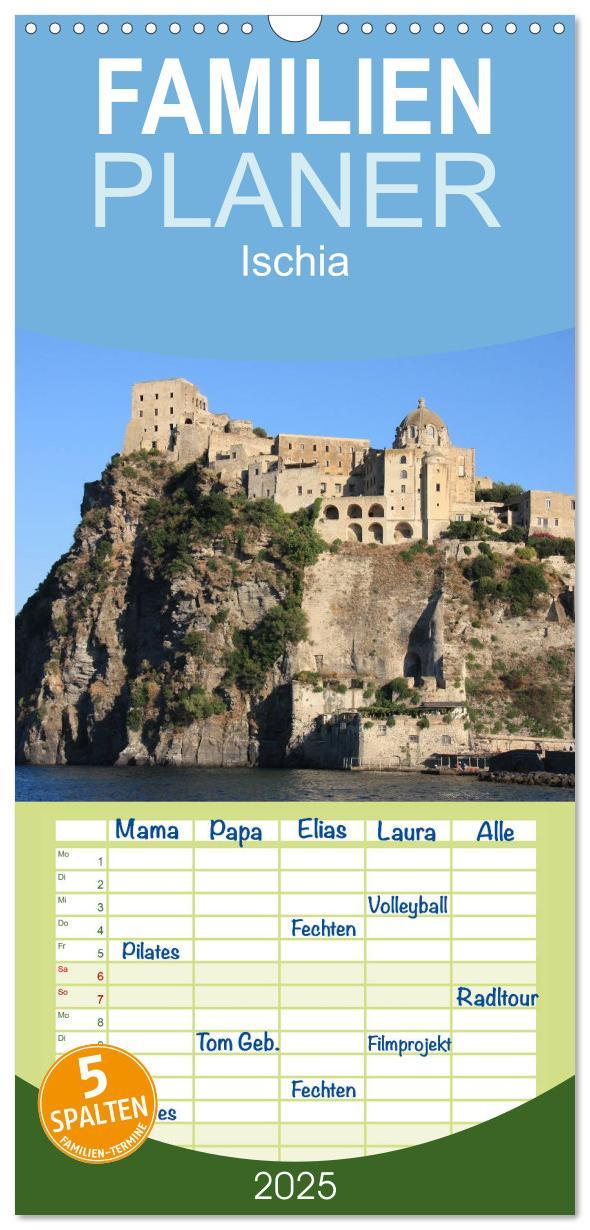 Cover: 9783457120149 | Familienplaner 2025 - Ischia mit 5 Spalten (Wandkalender, 21 x 45...