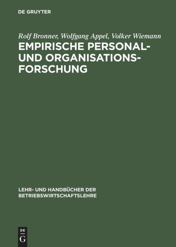 Cover: 9783486242959 | Empirische Personal- und Organisationsforschung | Rolf Bronner (u. a.)