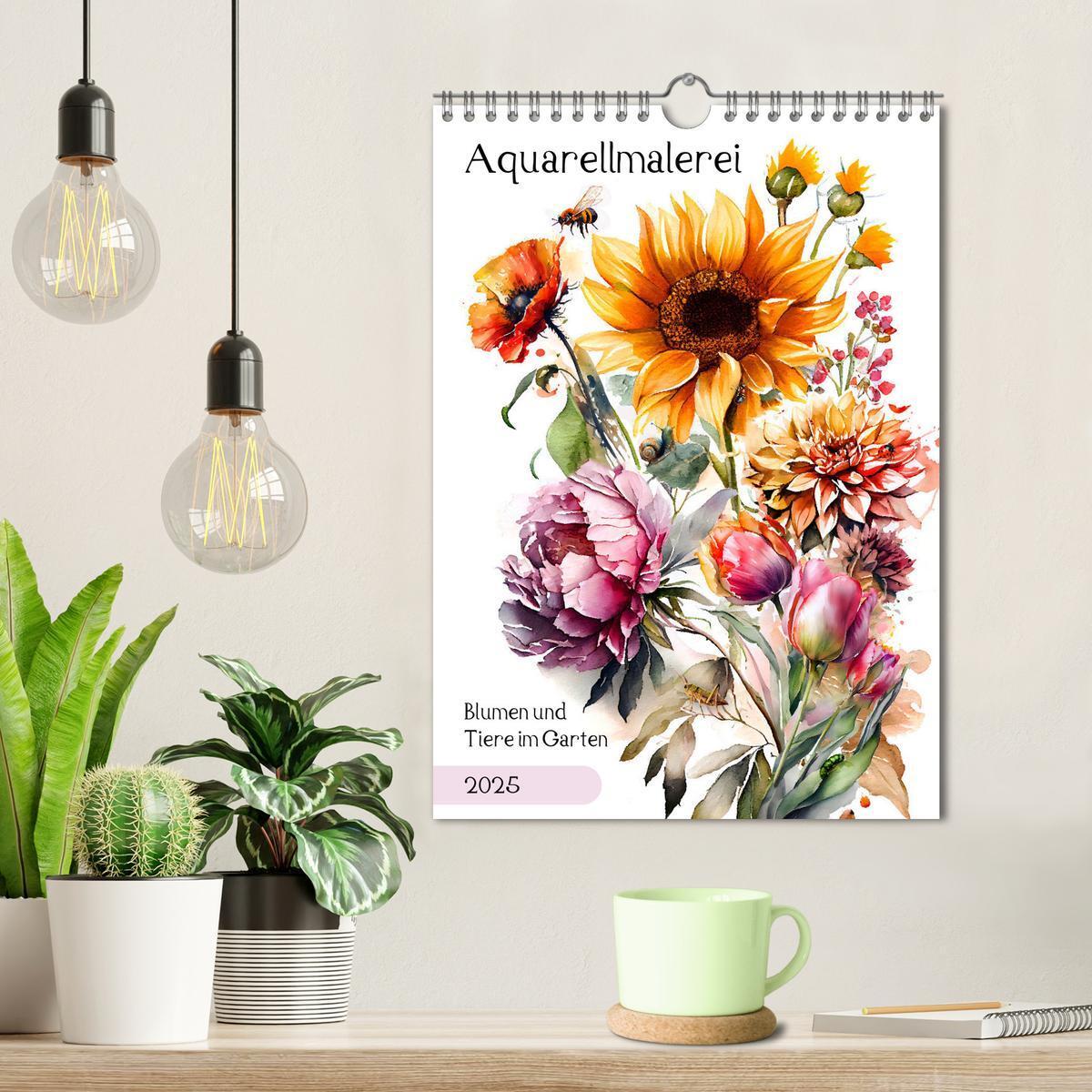 Bild: 9783435883691 | Aquarellmalerei - Blumen und Tiere im Garten (Wandkalender 2025 DIN...