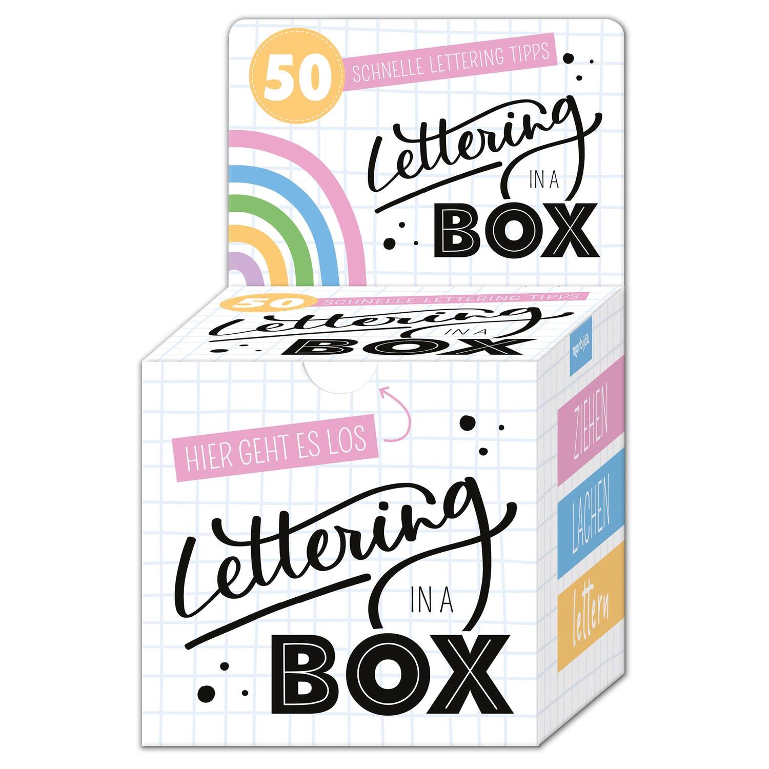 Cover: 9783963473388 | Lettering in a Box - 50 schnelle Letteringtipps - ziehen lachen...