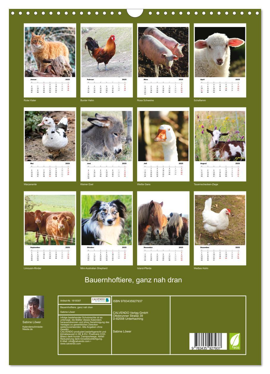 Bild: 9783435927937 | Bauernhoftiere, ganz nah dran (Wandkalender 2025 DIN A3 hoch),...