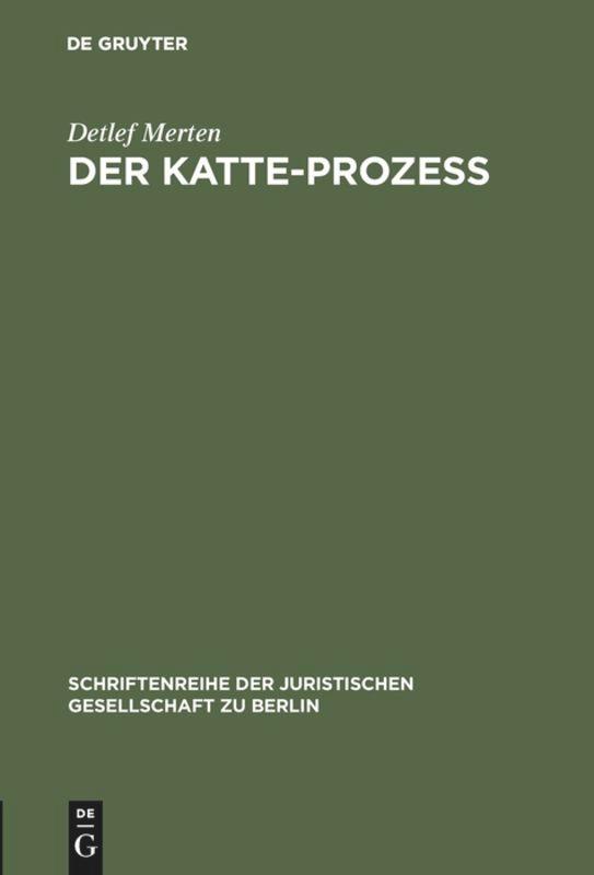 Cover: 9783110082906 | Der Katte-Prozeß | Detlef Merten | Buch | 48 S. | Deutsch | 1980