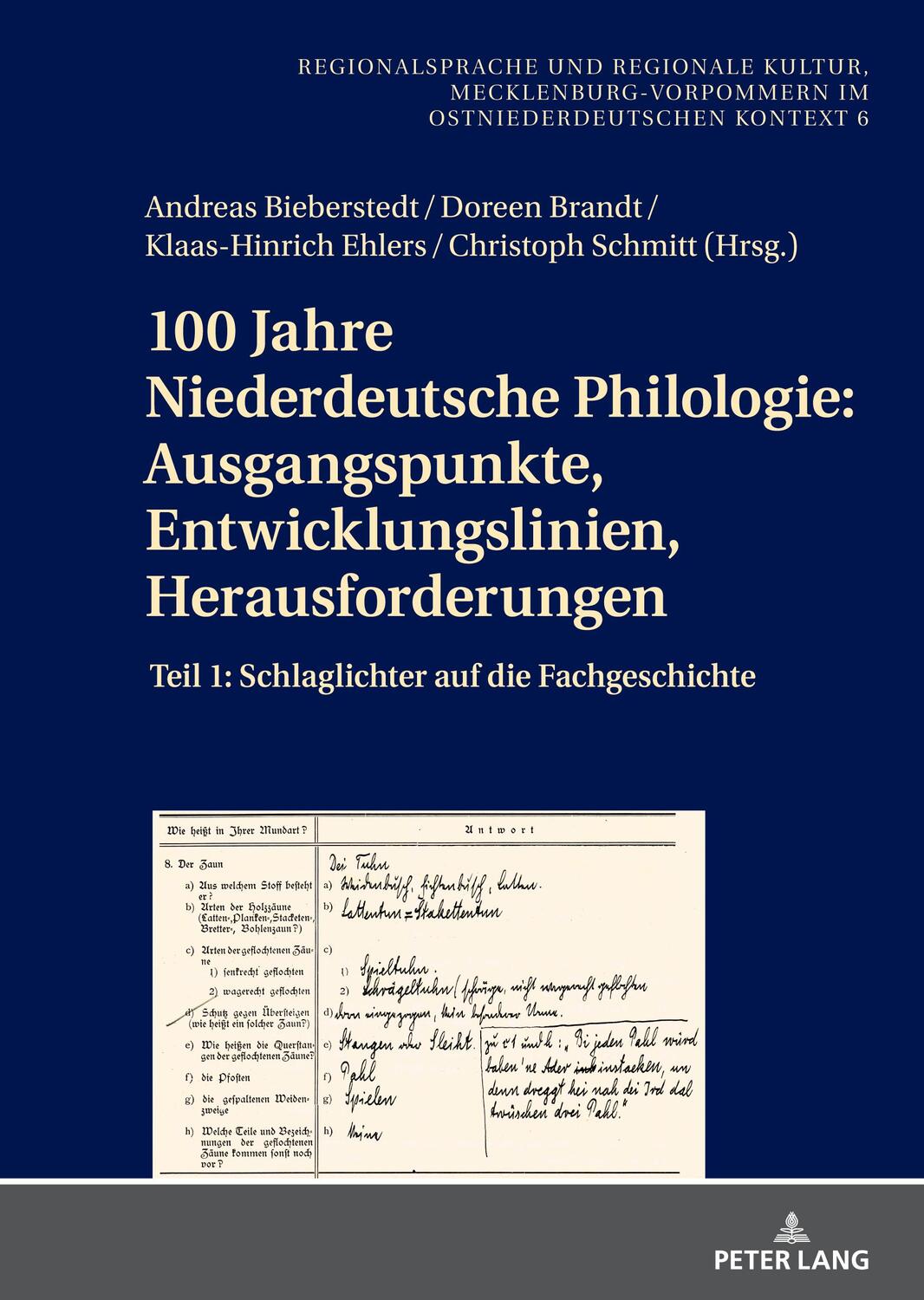 Cover: 9783631885697 | 100 Jahre Niederdeutsche Philologie: Ausgangspunkte,...