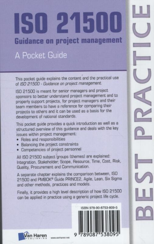 Rückseite: 9789087538095 | ISO 21500 Guidance on project management - A Pocket Guide | Zandhuis