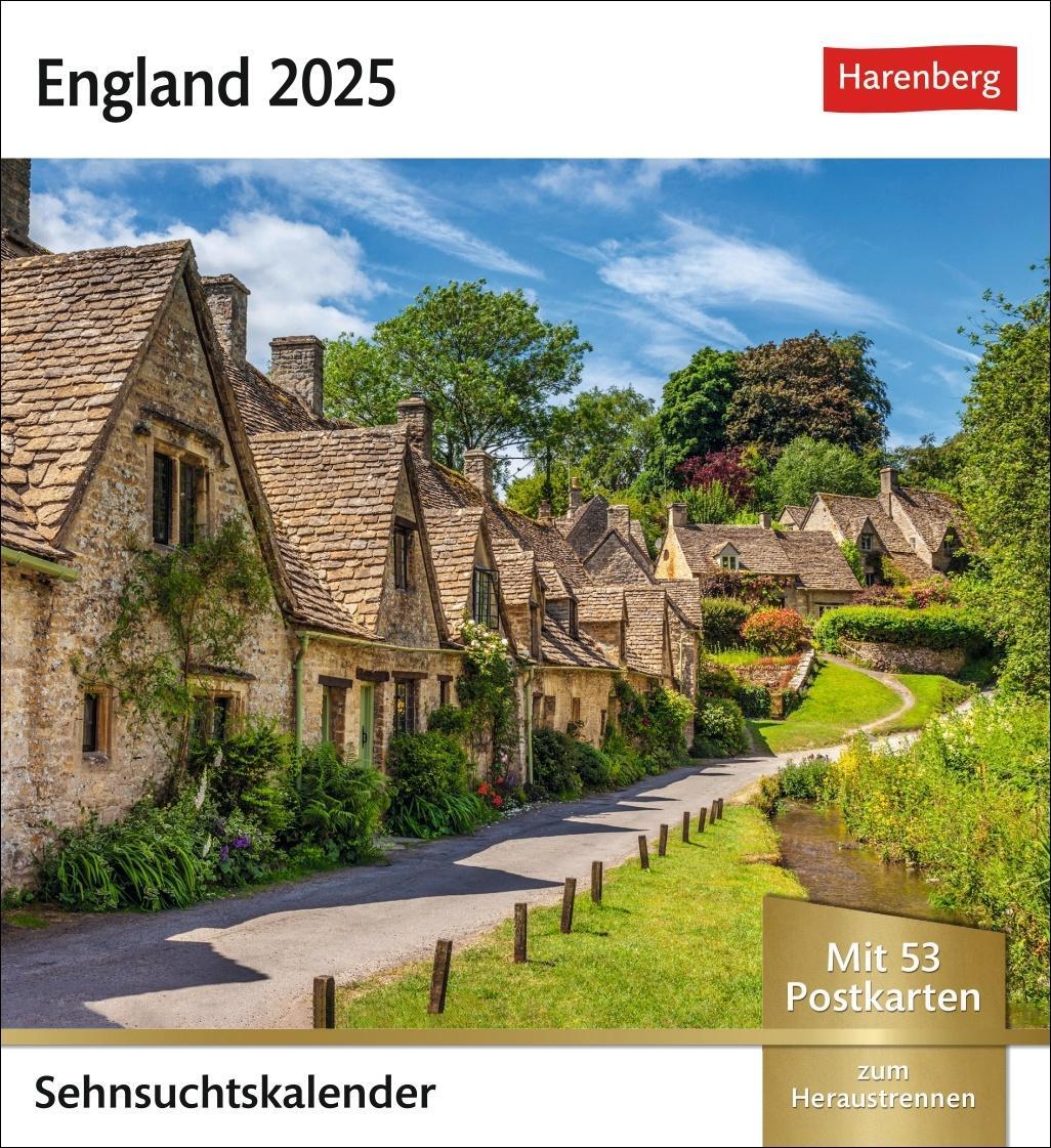Cover: 9783840033353 | England Sehnsuchtskalender 2025 - Wochenkalender mit 53 Postkarten