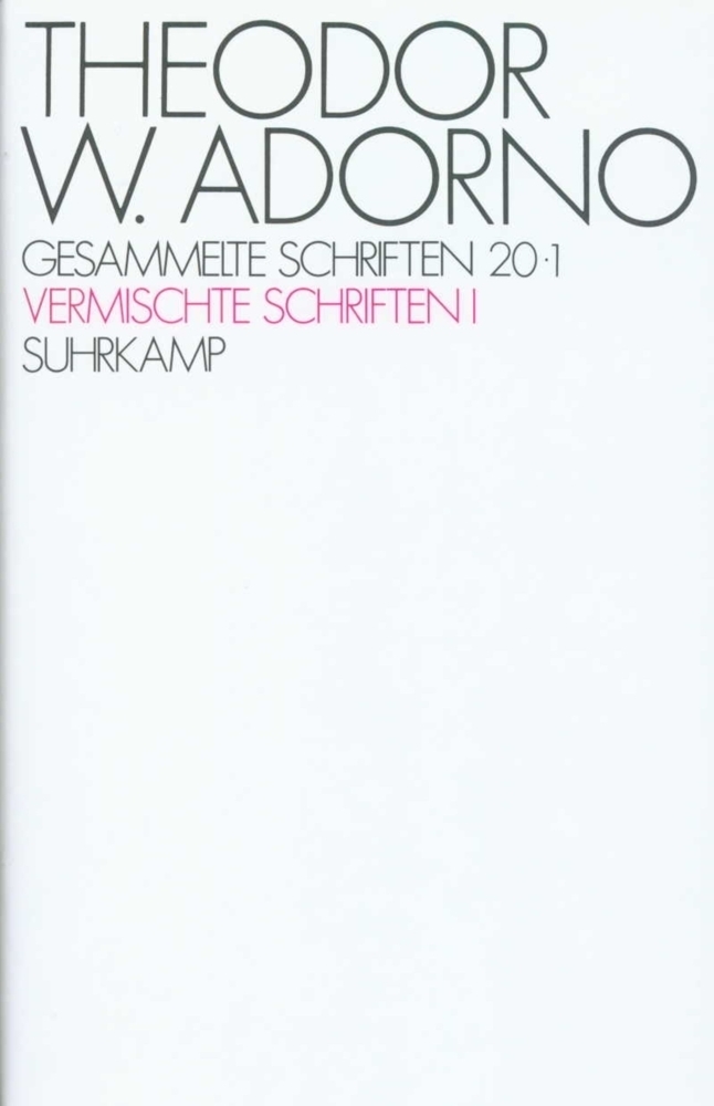 Cover: 9783518578100 | Gesammelte Schriften in 20 Bänden, 2 Teile | Theodor W. Adorno | Buch