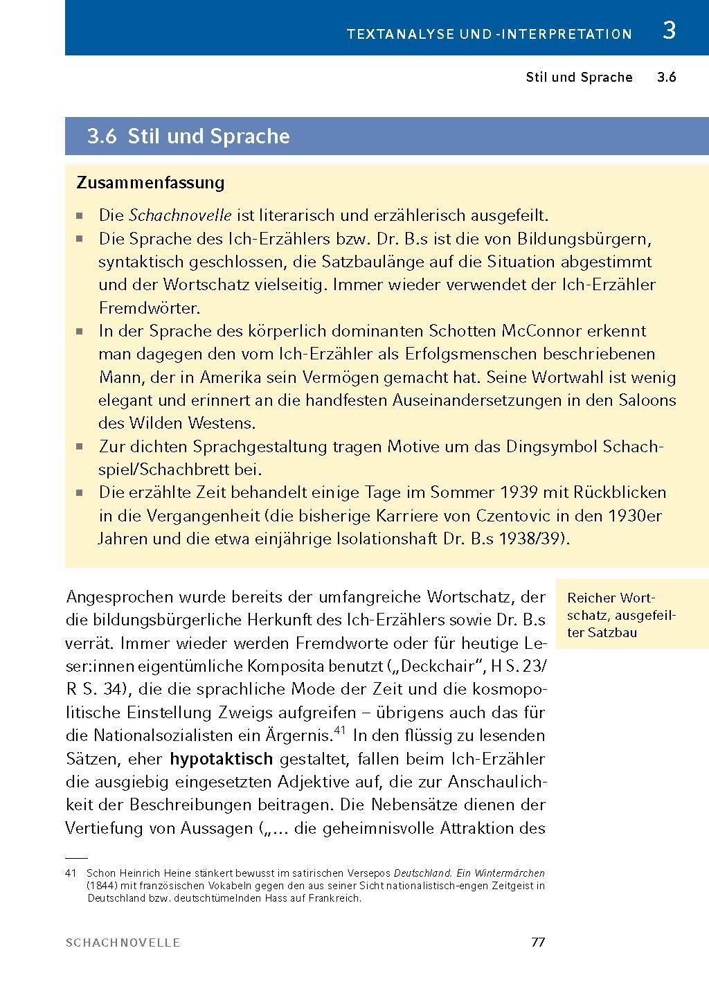 Bild: 9783804420977 | Schachnovelle - Textanalyse und Interpretation | Stefan Zweig | Buch