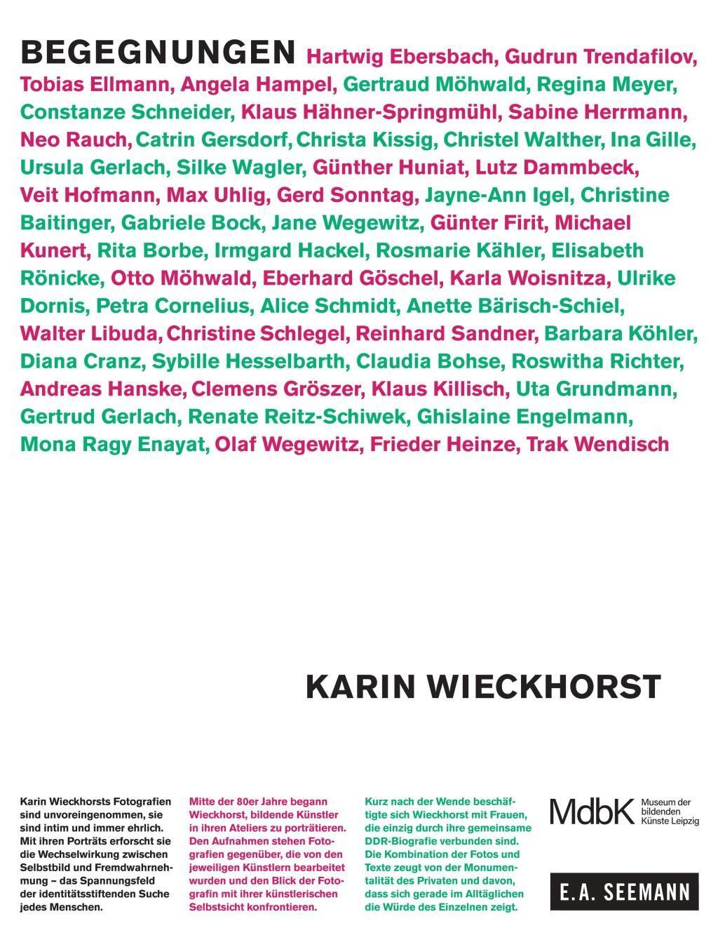 Cover: 9783865024121 | Karin Wieckhorst. Begegnungen | Katalog zur Ausstellung Leipzig 2018