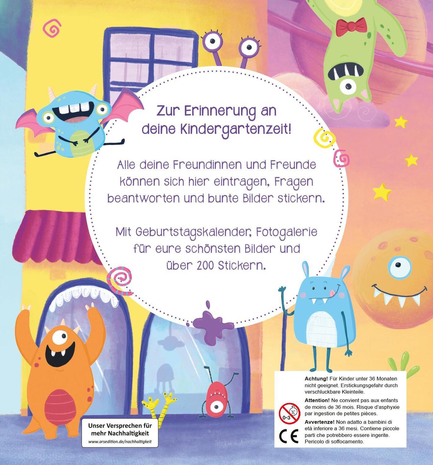 Rückseite: 4014489134022 | Meine Kindergarten-Freunde - Monster | Mit über 200 Stickern | Dietz