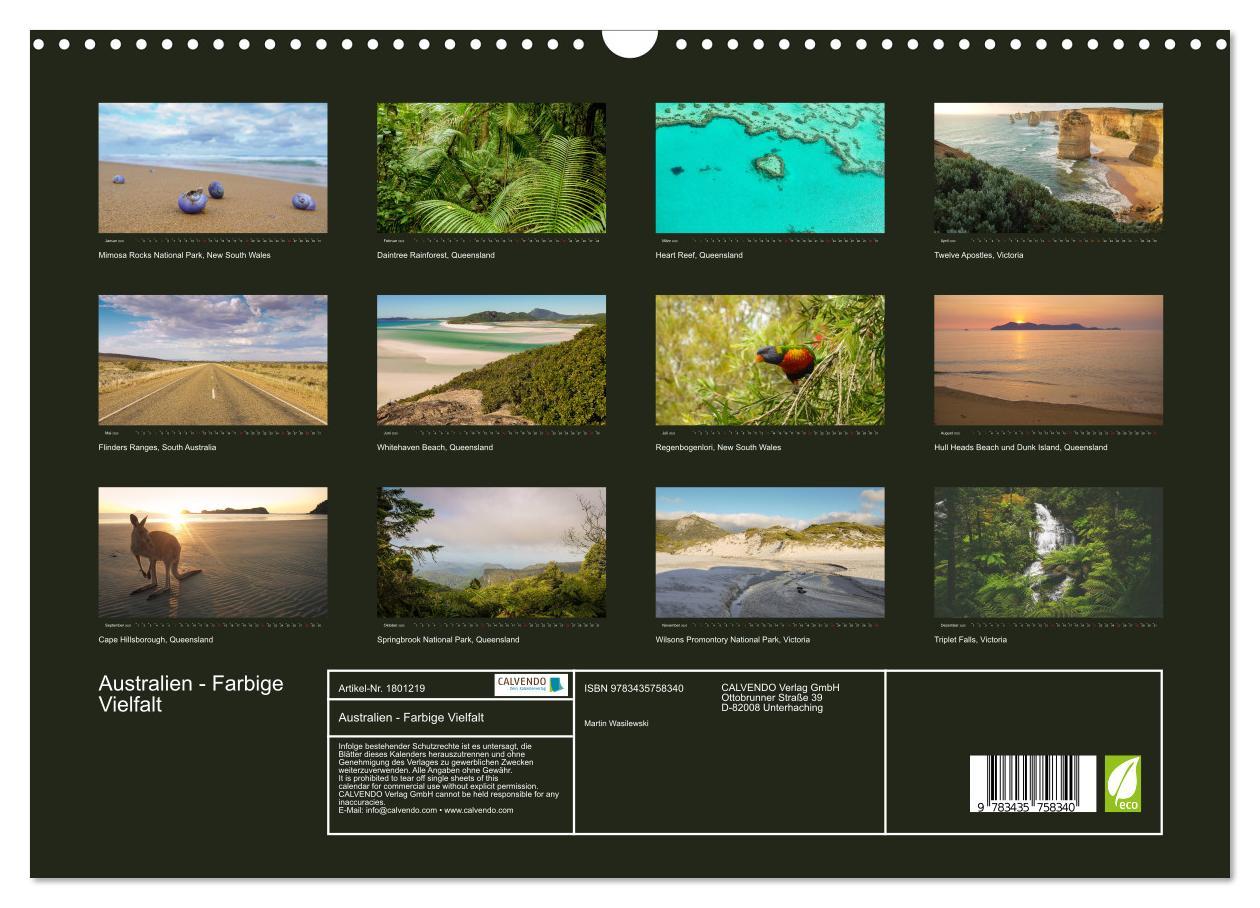 Bild: 9783435758340 | Australien - Farbige Vielfalt (Wandkalender 2025 DIN A3 quer),...