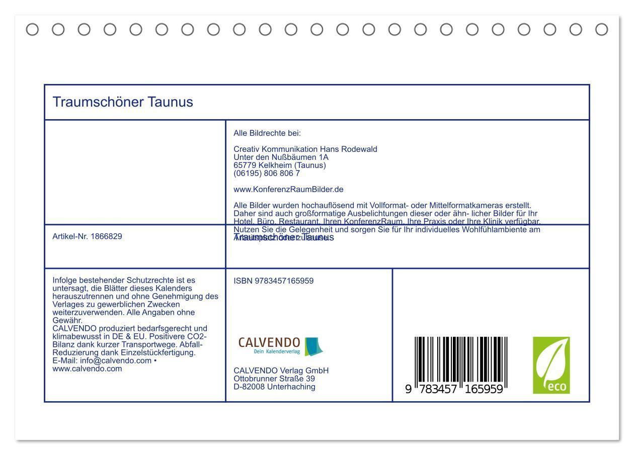 Bild: 9783457165959 | Traumschöner Taunus (Tischkalender 2025 DIN A5 quer), CALVENDO...