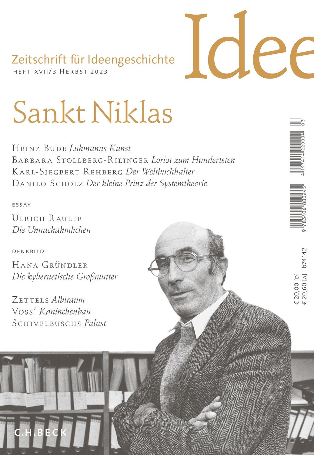 Cover: 9783406800245 | Zeitschrift für Ideengeschichte Heft XVII/3 Herbst 2023 | Sankt Niklas