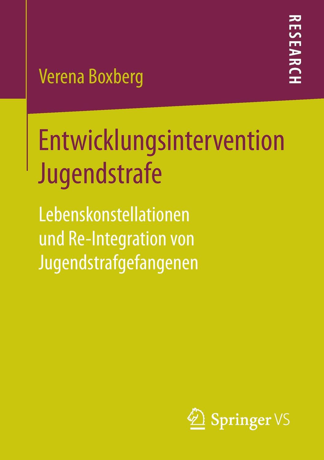 Cover: 9783658187286 | Entwicklungsintervention Jugendstrafe | Verena Boxberg | Taschenbuch