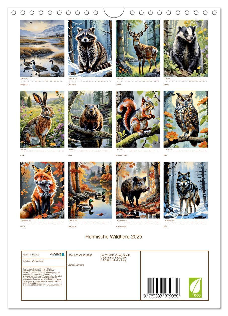 Bild: 9783383829888 | Heimische Wildtiere 2025 (Wandkalender 2025 DIN A4 hoch), CALVENDO...