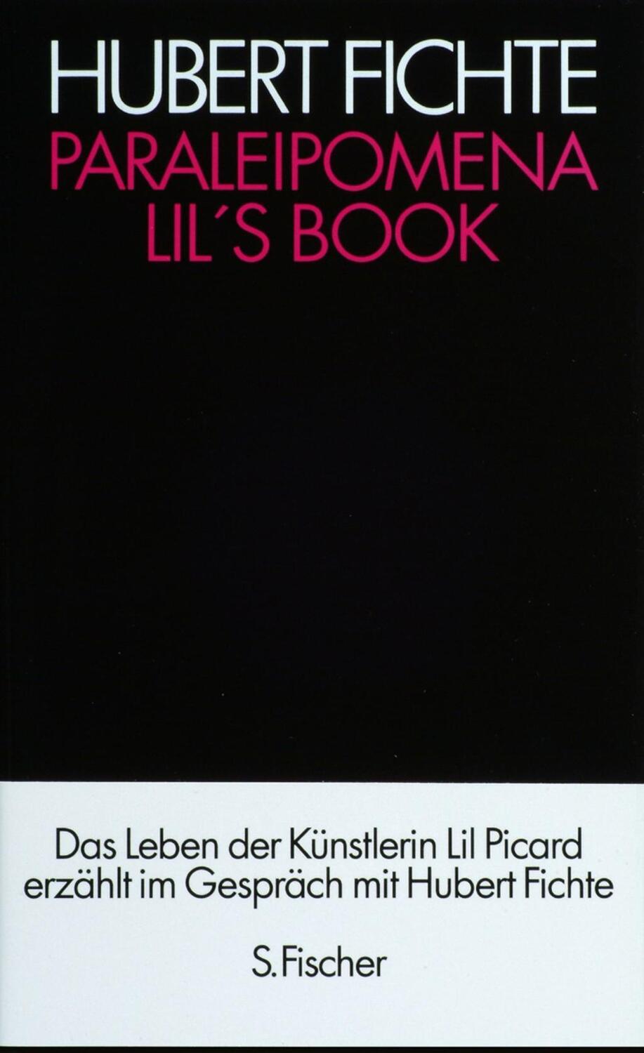 Cover: 9783100207265 | Paraleipomena Lil's Book | Hubert Fichte | Buch | 256 S. | Deutsch