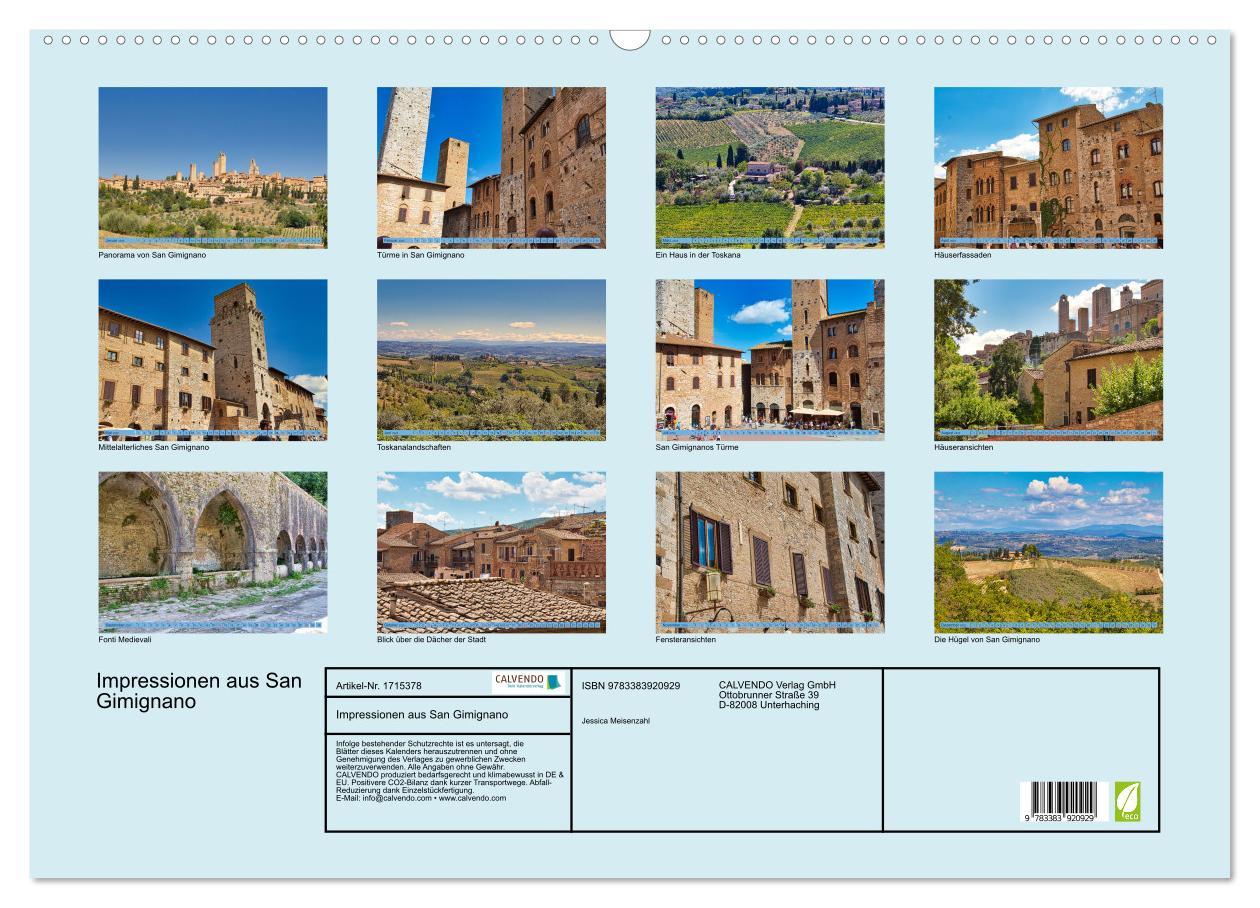 Bild: 9783383920929 | Impressionen aus San Gimignano (Wandkalender 2025 DIN A2 quer),...