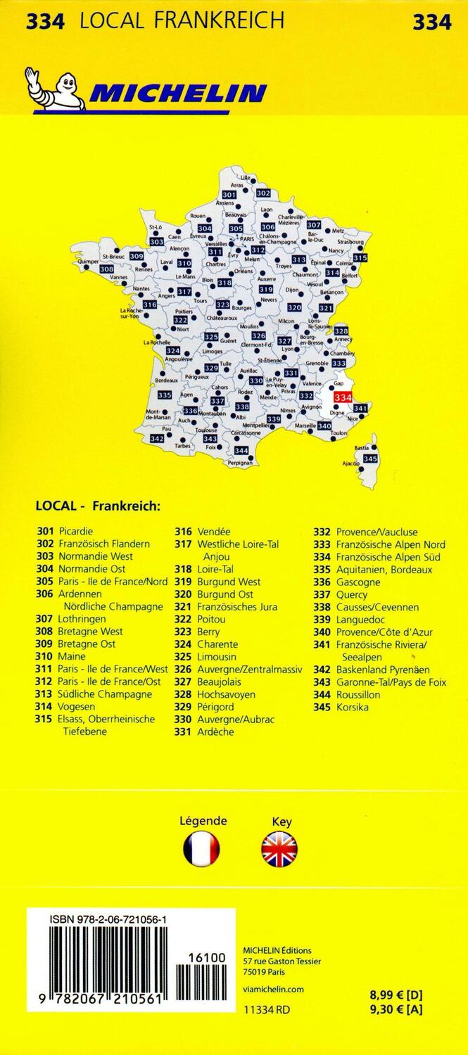 Bild: 9782067210561 | Michelin Französische Alpen Süd | Michelin | (Land-)Karte | Englisch