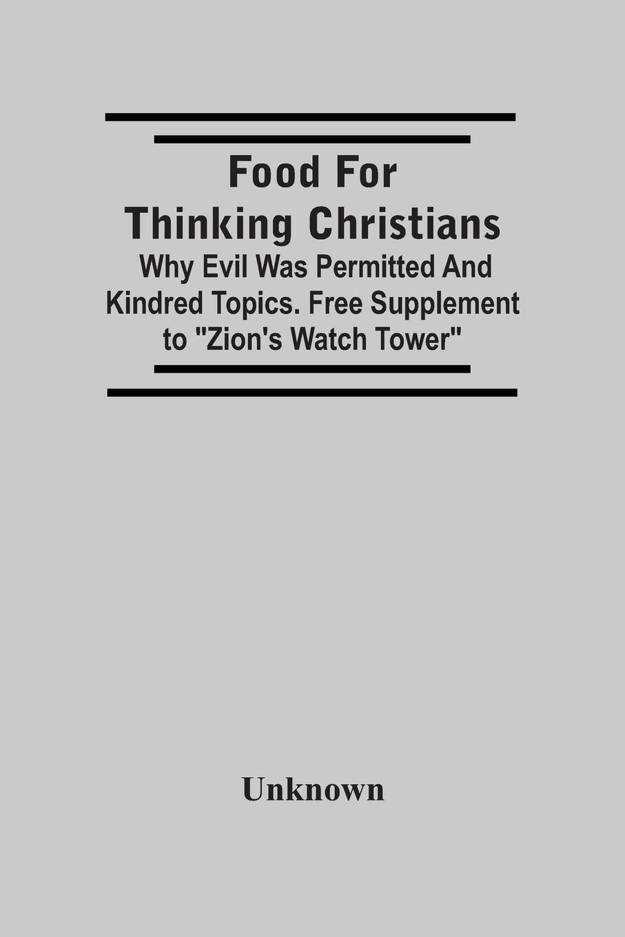 Cover: 9789354500558 | Food For Thinking Christians | Unknown | Taschenbuch | Paperback