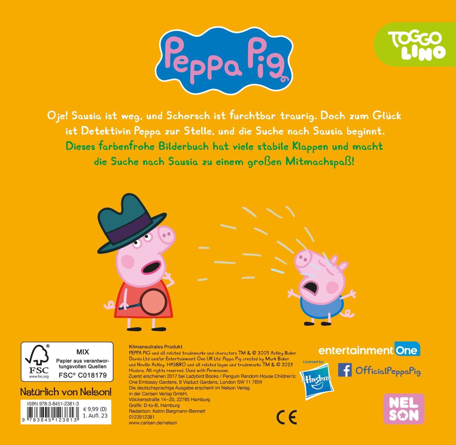 Rückseite: 9783845123813 | Peppa Wutz Bilderbuch: Wo ist Sausia? | Buch | Peppa Pig | 24 S.