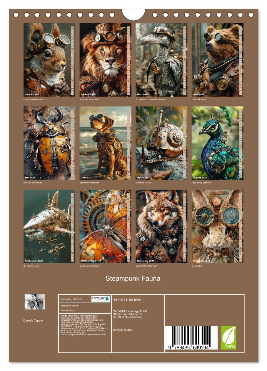 Bild: 9783435649594 | Steampunk Fauna (Wandkalender 2025 DIN A4 hoch), CALVENDO...