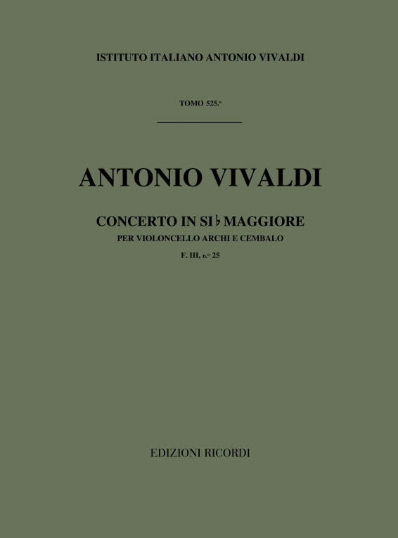 Cover: 9790041912004 | Concerto In Si Bem. RV 423 | F III, 25 - TOMO 525 | Antonio Vivaldi