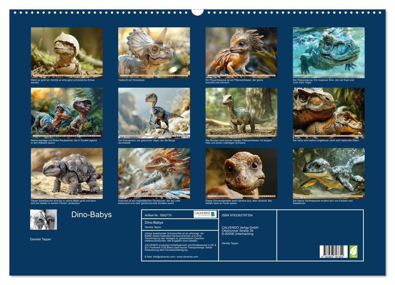 Bild: 9783383797354 | Dino-Babys (Wandkalender 2025 DIN A2 quer), CALVENDO Monatskalender