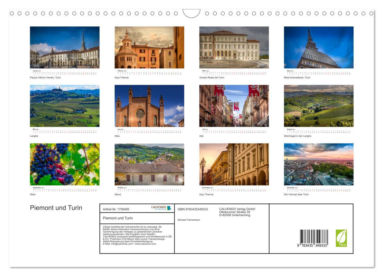 Bild: 9783435349333 | Piemont und Turin (Wandkalender 2025 DIN A3 quer), CALVENDO...