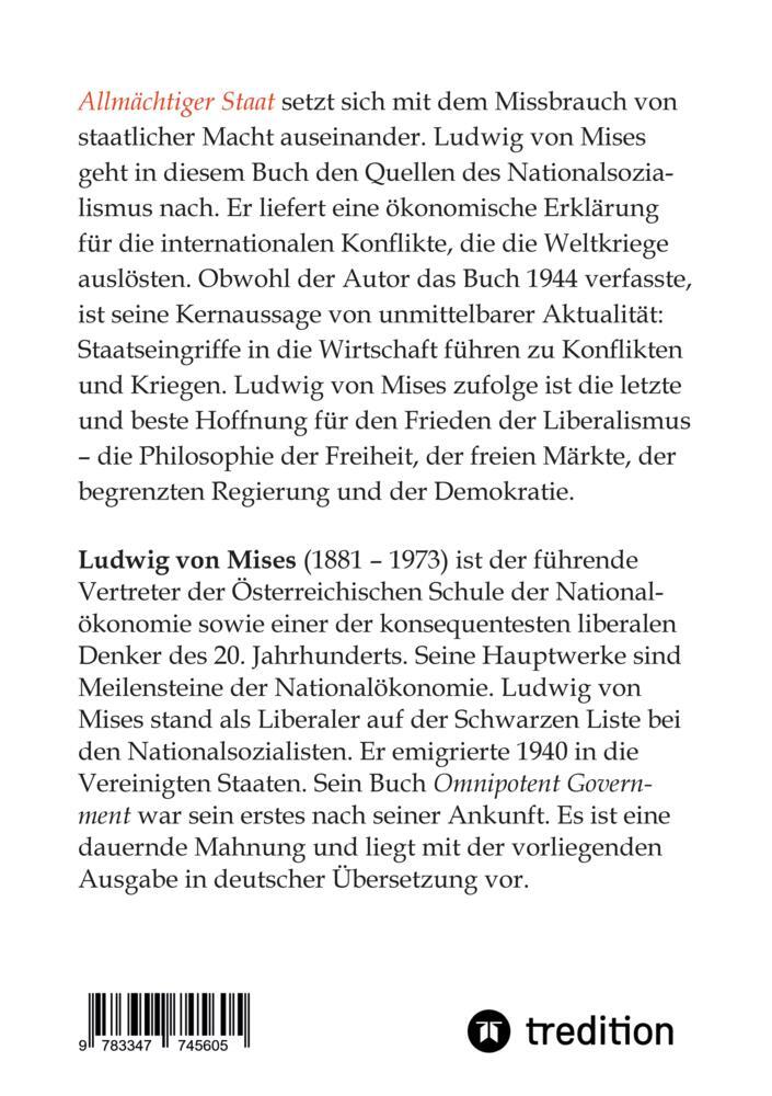 Bild: 9783347745605 | Allmächtiger Staat | Ludwig von Mises | Taschenbuch | 452 S. | Deutsch