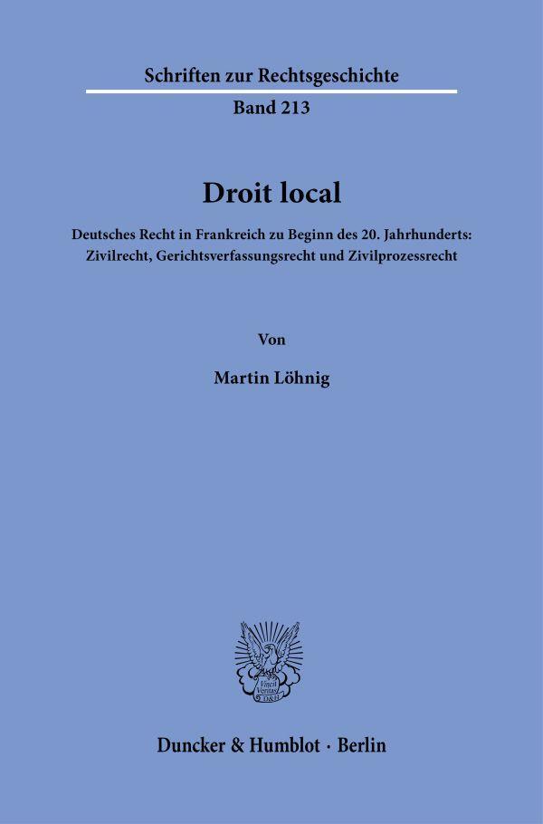 Cover: 9783428188857 | Droit local | Martin Löhnig | Taschenbuch | 114 S. | Deutsch | 2023