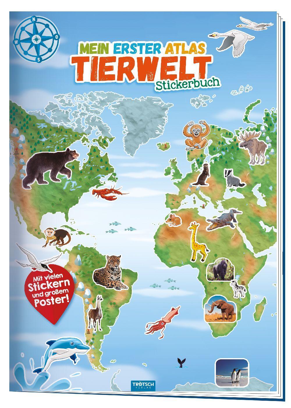 Cover: 9783957749734 | Trötsch Stickerbuch Mein erster Atlas Tierwelt | Taschenbuch | 24 S.