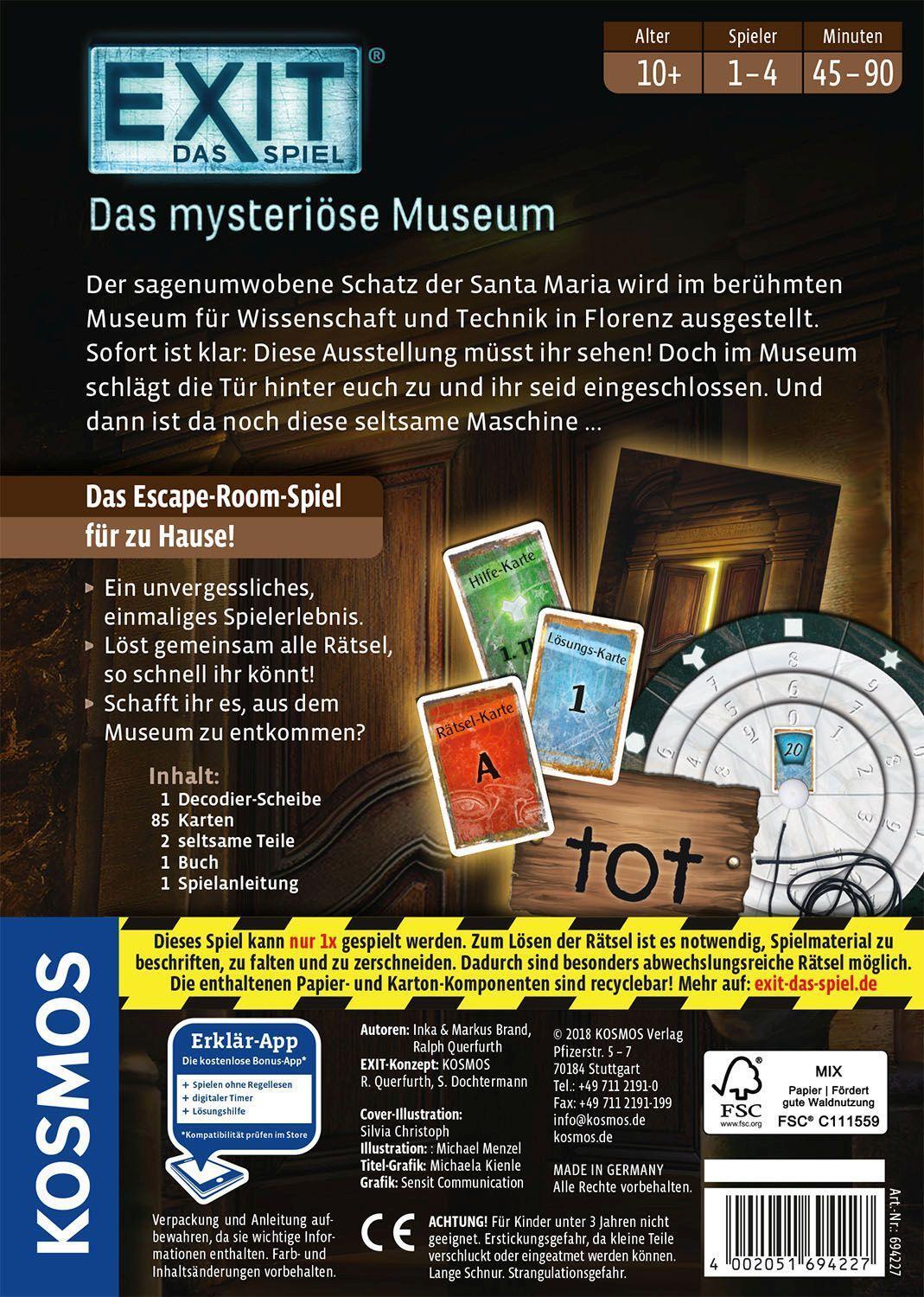 Bild: 4002051694227 | EXIT - Das mysteriöse Museum | Exit - Das Spiel für 1 - 4 Spieler