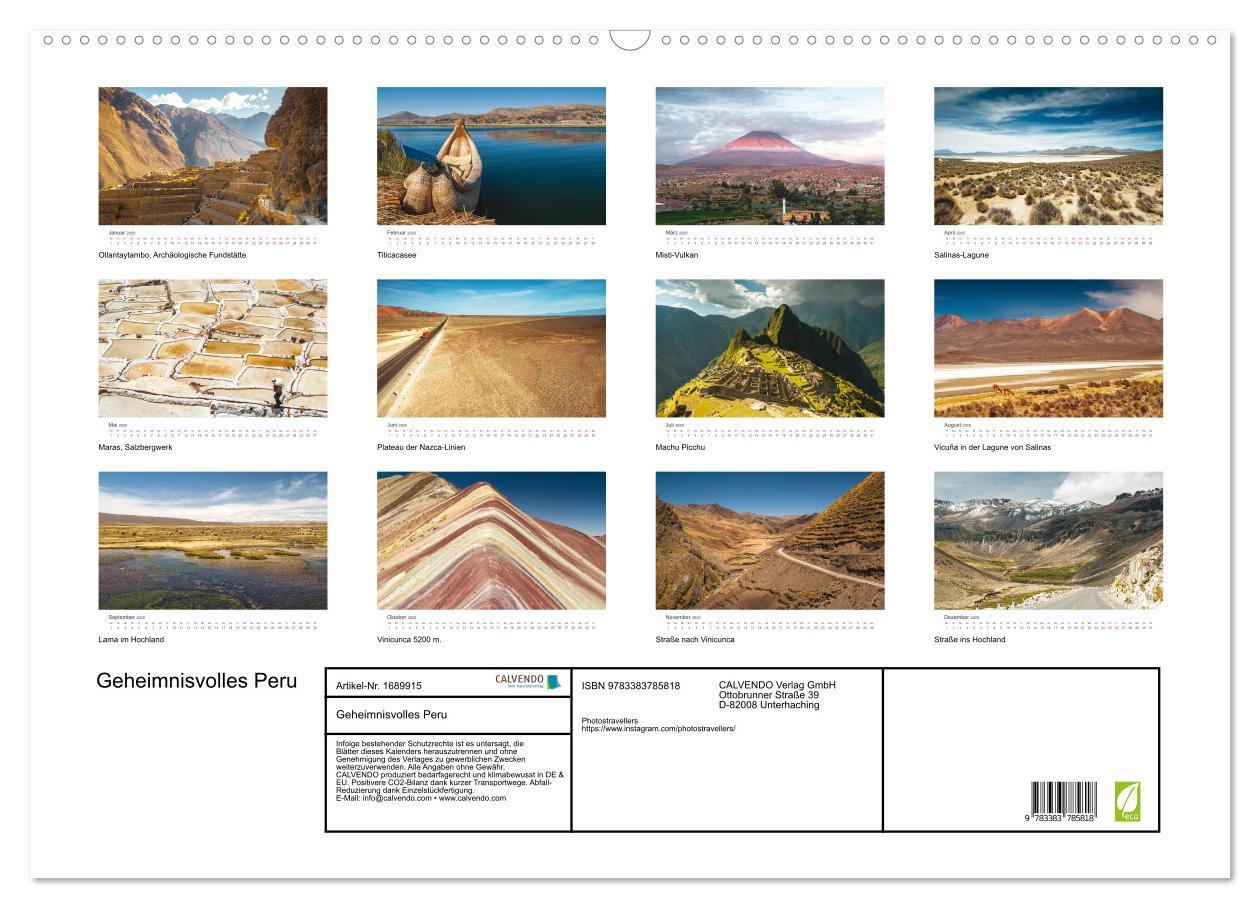 Bild: 9783383785818 | Geheimnisvolles Peru (Wandkalender 2025 DIN A2 quer), CALVENDO...