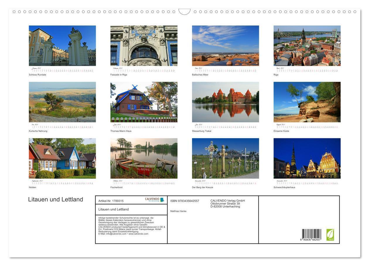 Bild: 9783435642557 | Litauen und Lettland (Wandkalender 2025 DIN A2 quer), CALVENDO...