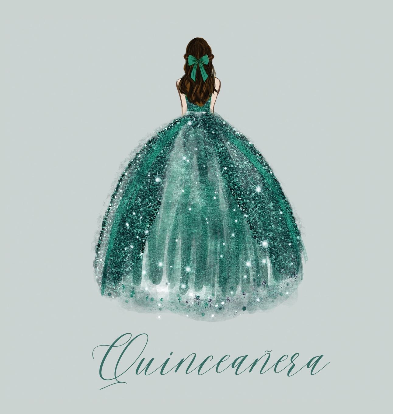 Cover: 9781839903229 | Quinceanera Guest Book with green dress (hardback) | Lulu And Bell