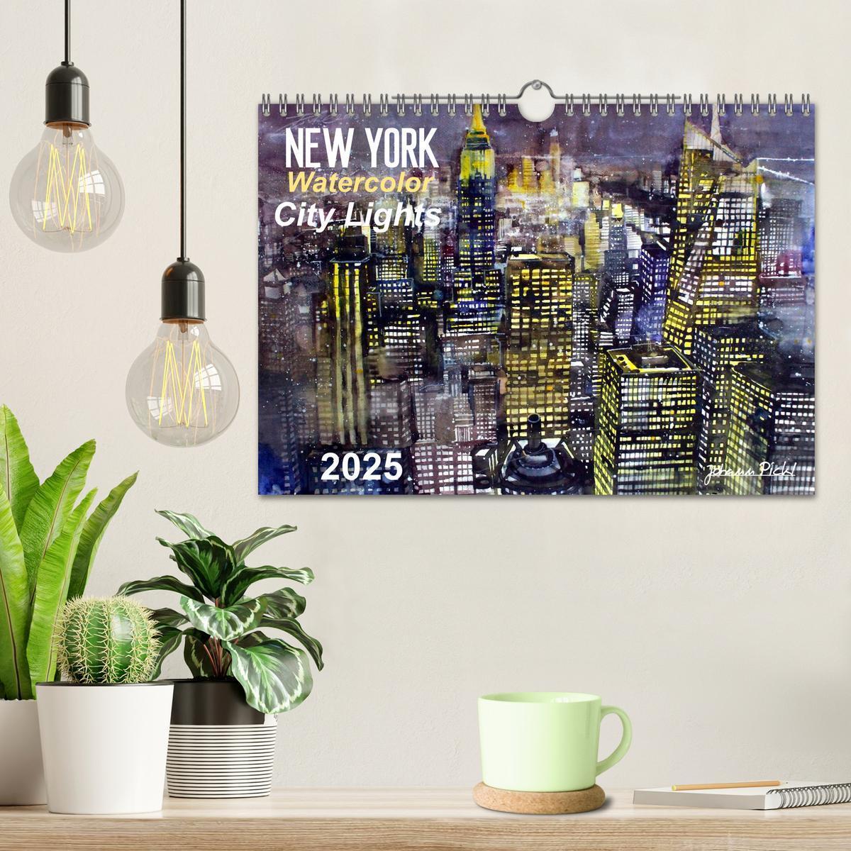 Bild: 9783435660636 | New York Watercolor Citylights (Wandkalender 2025 DIN A4 quer),...