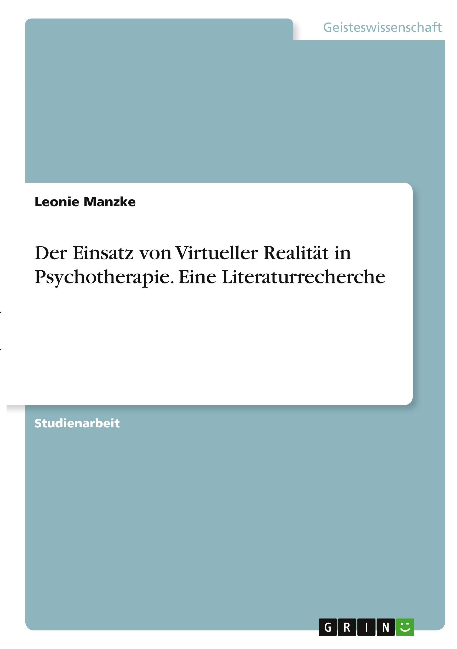 Cover: 9783346378040 | Der Einsatz von Virtueller Realität in Psychotherapie. Eine...