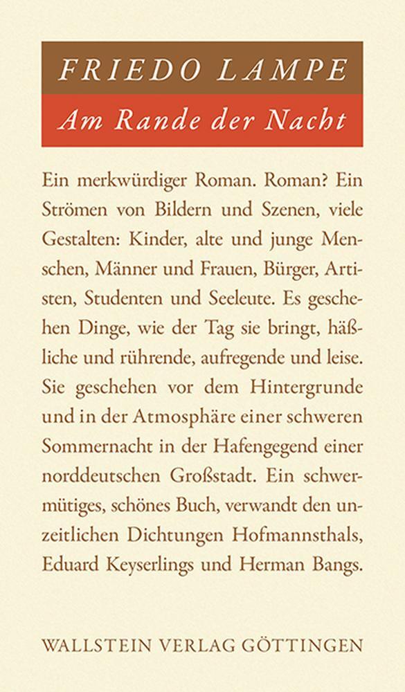 Cover: 9783892443919 | Am Rande der Nacht | Friedo Lampe | Buch | 200 S. | Deutsch | 2003