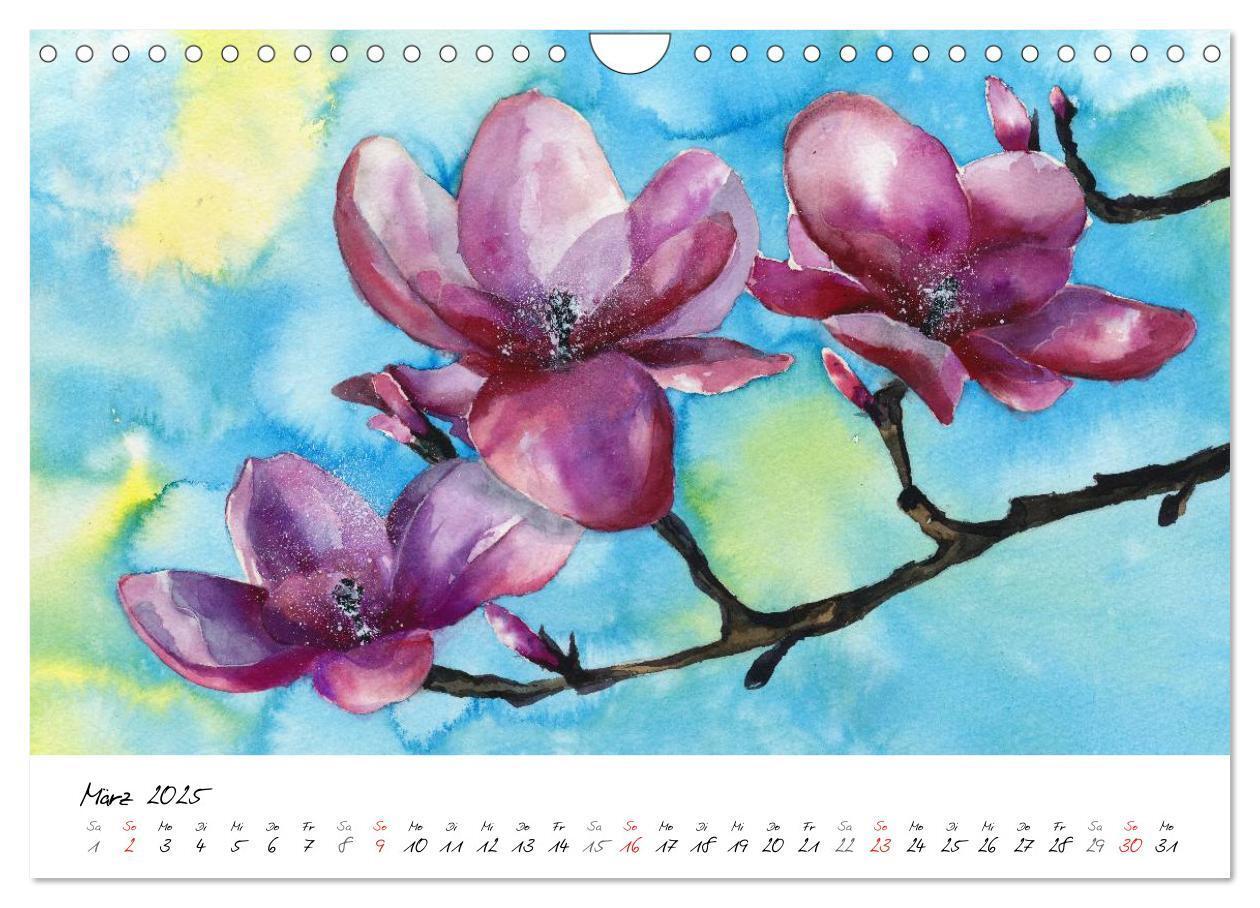 Bild: 9783435502851 | Blumen Blüten Aquarelle (Wandkalender 2025 DIN A4 quer), CALVENDO...